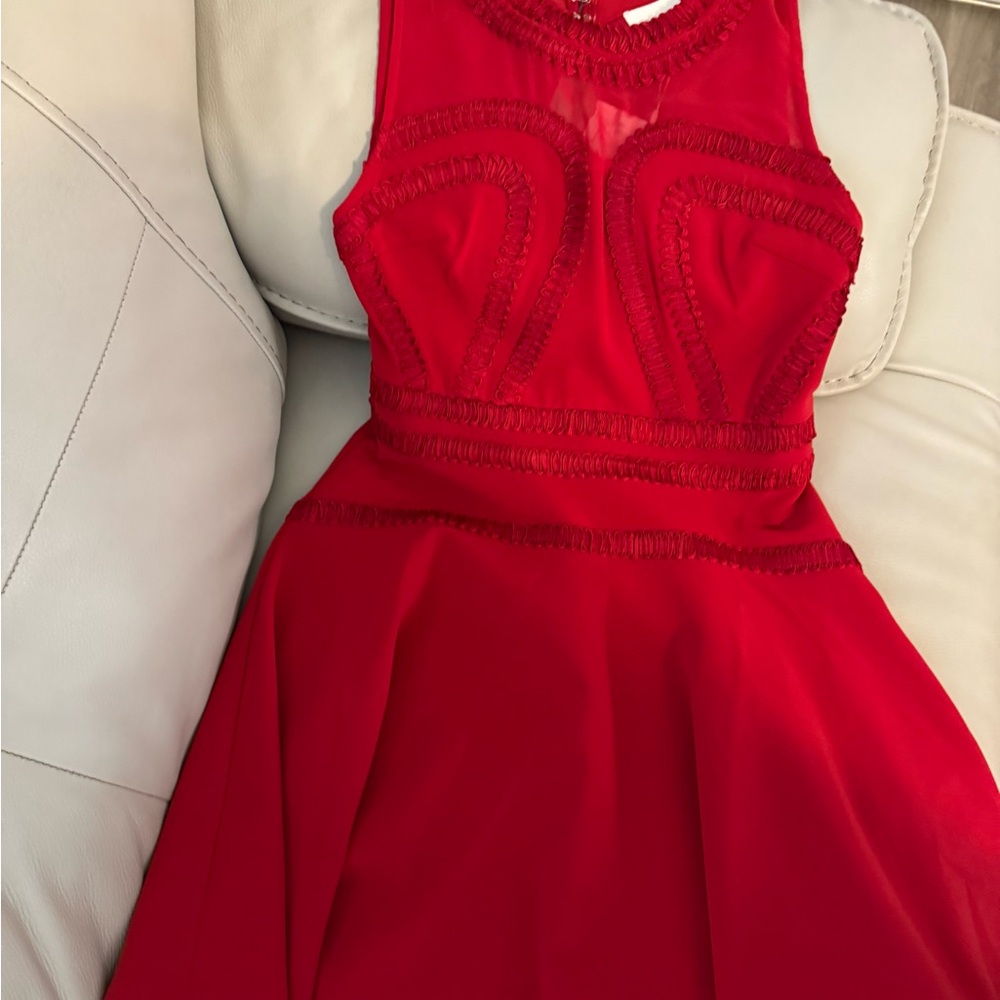 Foxiedox Vibrant Red Textured Dress
